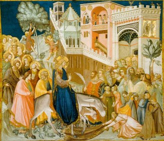 Jesus enters Jerusalem and the crowds welcome him (1320), Pietro Lorenzetti (1280-1348)