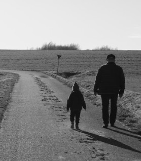 grandfather-grandson walking